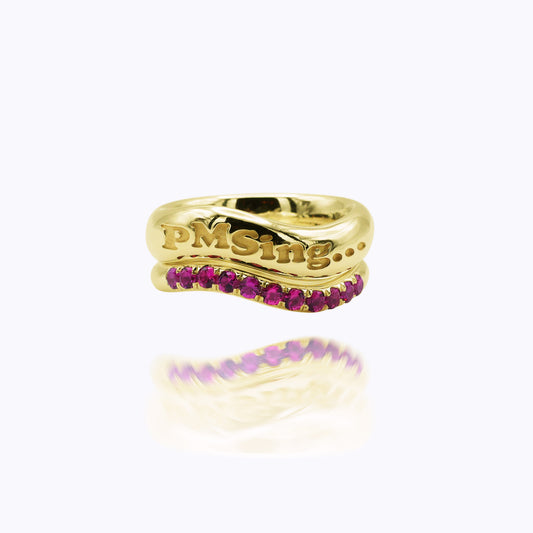 Zweiteiliger Stacking Ring Gold – „PMSing“ Duo