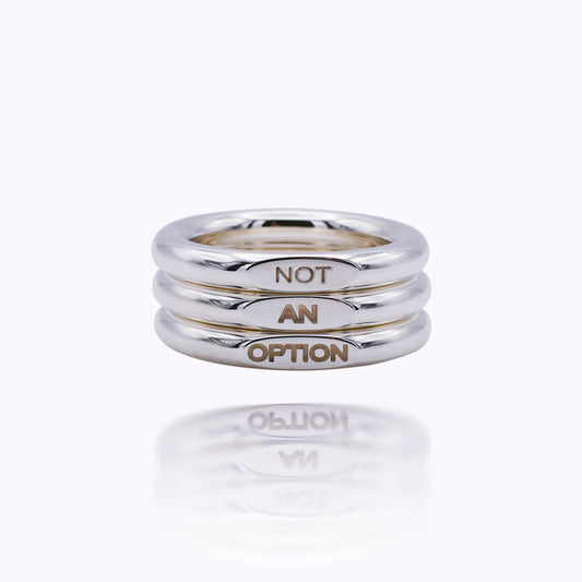 Dreiteiliges Silber Stacking-Set – „Not an Option“