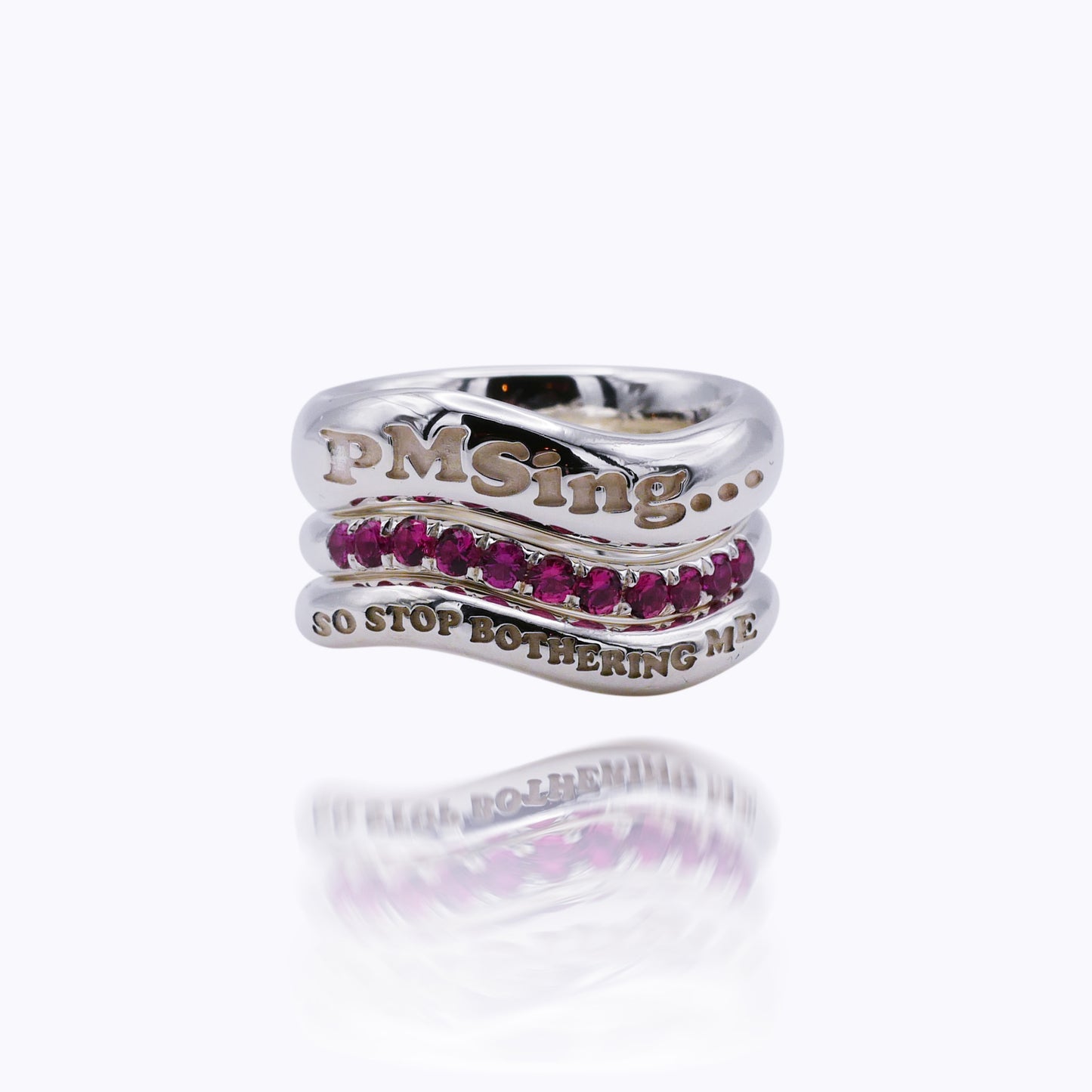 Dreiteiliger Stacking Ring - „PMSing“ Komplett Set